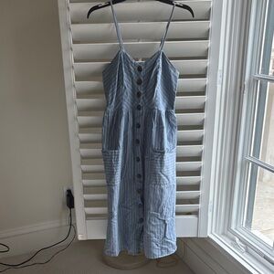 Japna Light Blue Striped Midi Dress